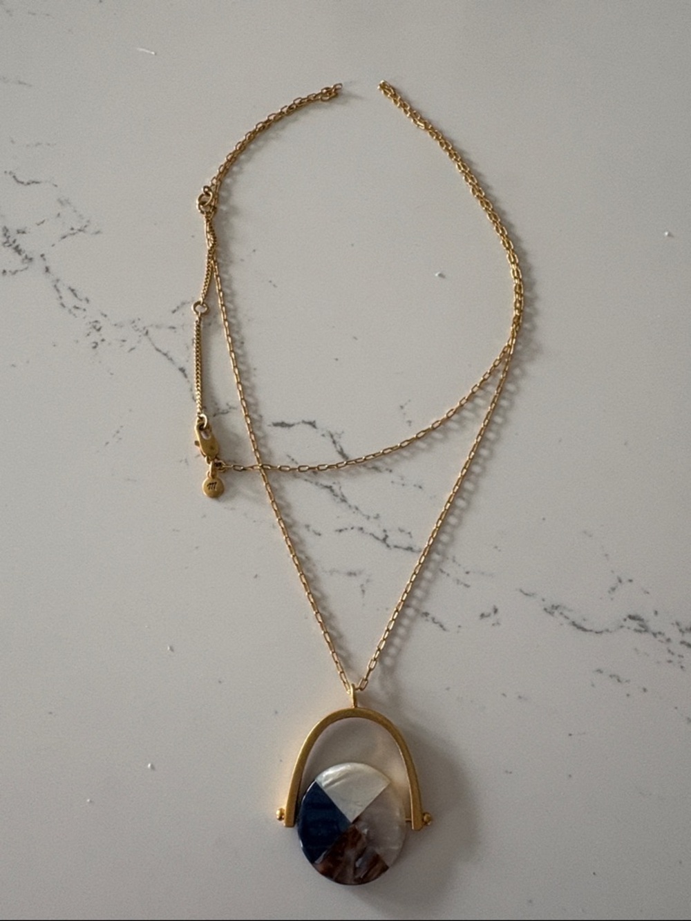 Madewell Pendant Necklace with Blue and White Resin Disc